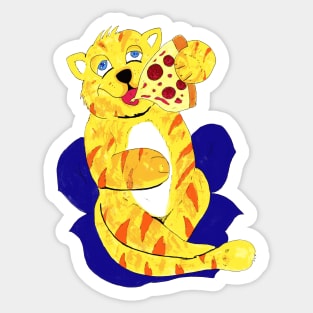 Cat Eating Pizza Sticker